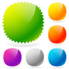 Poster - Glossy starburst / sunburst design elements in 6 colors