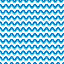 Wavy Lines Seamless Repeatable Pattern In Aqua, Blue Colors