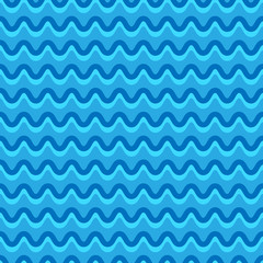 Poster - Wavy lines seamless repeatable pattern in aqua, blue colors