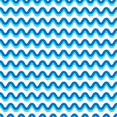 Poster - Wavy lines seamless repeatable pattern in aqua, blue colors