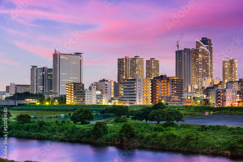 Fotomural Kawasaki, Japan downtown skyline.