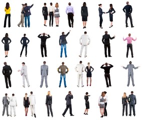 Poster - collection Back view of business people . Rear view people collection. backside view of person. Isolated over white background. couples, teams, and people engaged in office work alone