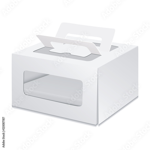 White Cardboard Carry Box Packaging For Cake Toy Electronics Gift White Cardboard Carry Box Packaging For Cake Toy Electronics Gift Or Other Products Ilration Isolated On Background Mock Up Template Ready