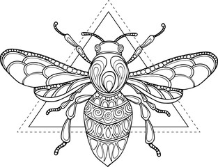 Doodle vector hand drawn bee illustration