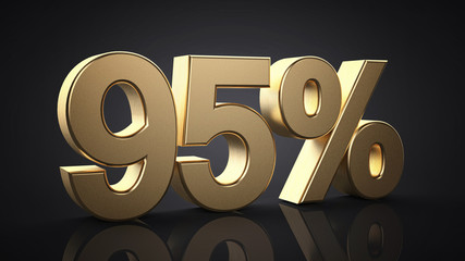 95%. Realistic gold percent illustration (3D Professional Render)