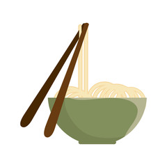 Canvas Print - noodle bowl with chinese sticks. kitchen oriental dinner. vector illustration