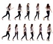 © ghoststone - Collection ' back view of running woman '. walking girl in motion. Rear view people set.  backside view of person. Isolated over white background.