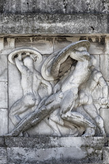 Wall Mural - Bas-relief and sculpture of ancient Roman soldiers with war scenes, Carrara marble