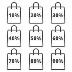 Wall Mural - Paper bag, sale, discount percent sign