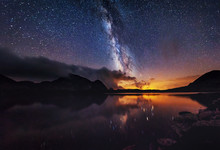 Milky Way On Over The Mountain Lake