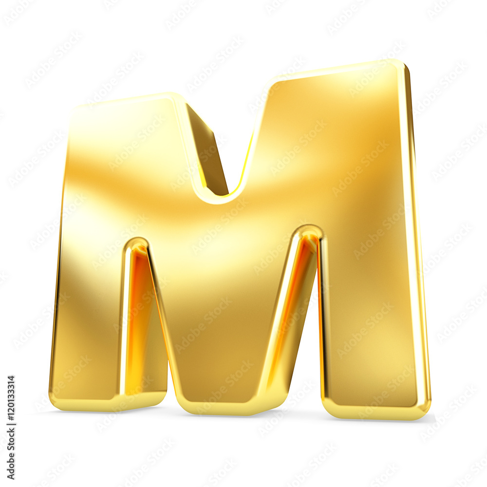 3d gold letter M isolated white background. Stock Illustration | Adobe ...