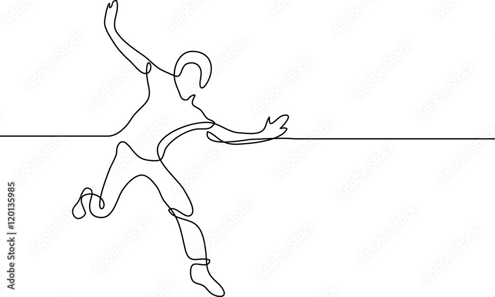 continuous line drawing of happy running man Stock Vector | Adobe Stock