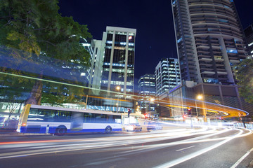 Canvas Print - Brisbane night city traffic