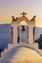 Wall Mural - church orthodox bell santorini greece