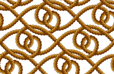 Rope vector seamless pattern on white background