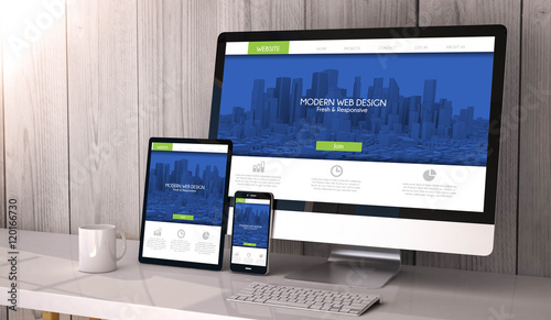 Fotografía devices responsive on workspace showing fresh and modern respons
