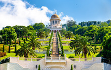 Shrine Of The Bab And Lower Terraces At The Bahai World Center In Haifa
