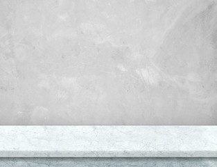 Fototapete - Empty white marble table top with grey concrete wall,Mock up for
