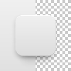 Fototapete - White abstract app icon, blank button template with realistic shadow and light background for web sites, user interfaces, UI, applications, apps. Vector illustration.