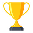 Achievement concept with trophy cup in flat style.