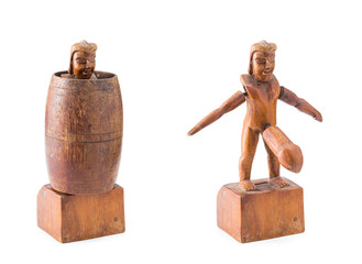 old wood carved barrel man, it's traditional popular souvenir of Philippines