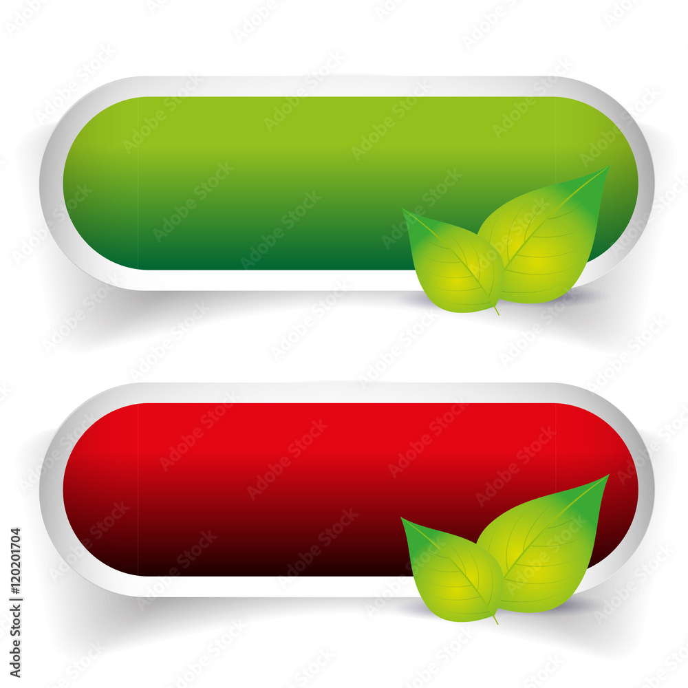 Empty button set with leaves Stock Vector | Adobe Stock