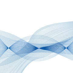 Abstract Blue Wave Set on Transparent Background. Vector Illustr