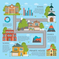 Sticker - Building School Church Infographics