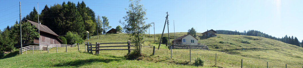 Sticker - Farm houses and green pasture