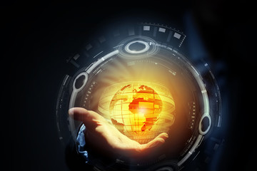 Poster - Technologies connecting the world . Mixed media