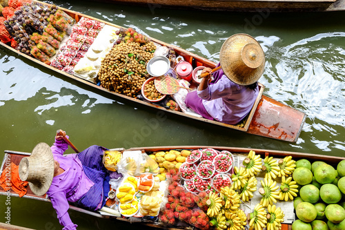 Fotomural Damnoen Saduak floating market, The famous attractions of Ratchaburi