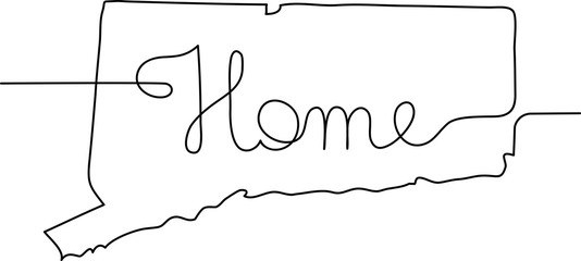 Sticker - continuous line drawing of Connecticut home sign