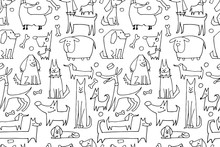 Funny Dogs Collection, Seamless Pattern For Your Design