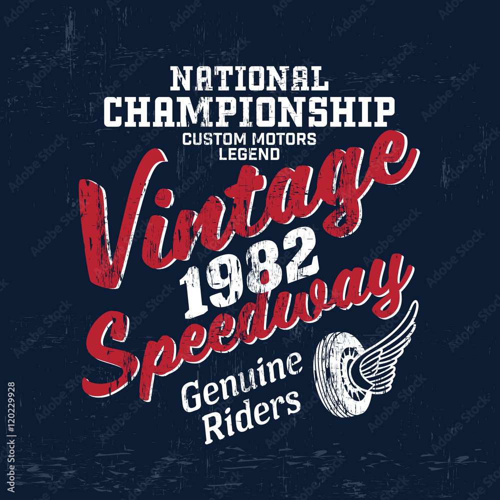 Race Retro Logo Typography vintage motor racing logo print for t-shirt. Retro artwork ...