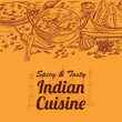 Hand drawn of Indian food and spices, vector