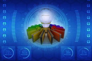 Poster - 3d rendering led light bulb with folder
