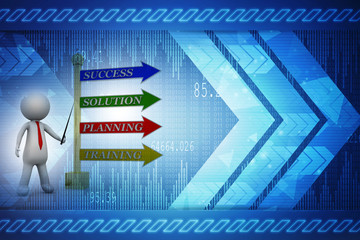 Poster - Rising arrow with business man . 3D illustration

