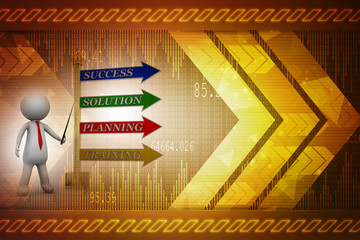 Poster - Rising arrow with business man . 3D illustration
