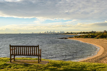 Wooden Bench Near Brighton Beach, Melbourne