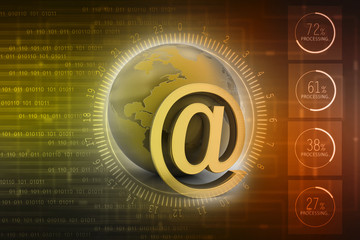 Poster - 3d rendering E mail sign connect with world
