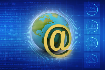 Poster - 3d rendering E mail sign connect with world
