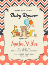 Beautiful Baby Girl Shower Card With Toys