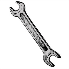 Wall Mural - hand drawn wrench