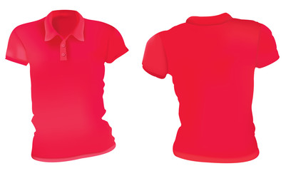 Canvas Print - Women Red Polo Shirts Template