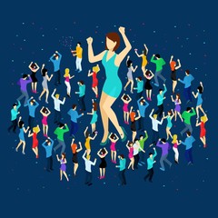 Sticker - Dancing People Isometric Concept 