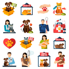 Poster - Animal shelter icons set