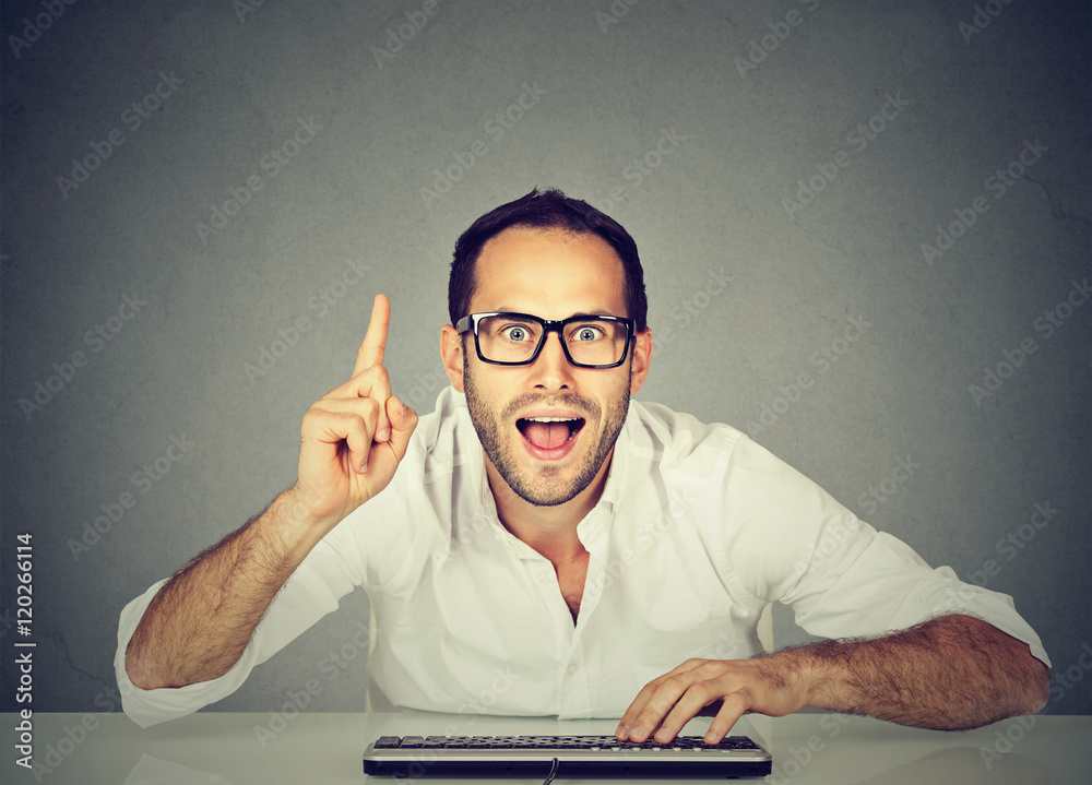 computer geek young man knows the answer Stock Photo | Adobe Stock