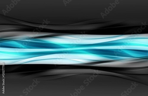 Nowoczesny obraz na płótnie Light Power Abstract Blue Waves Design Background