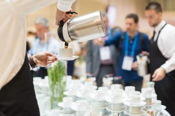 Coffee break at conference meeting. Business and entrepreneurship.