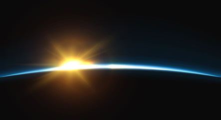 planet earth sunrise.. globe horizon atmosphere. view of the earth from orbit of the planet . backgr